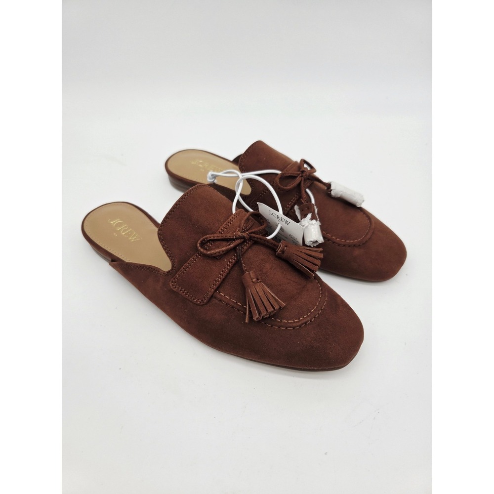 J. CREW Womens Mule Tassel Brown‎ 7M NEW Slip on Round Toe Shoe